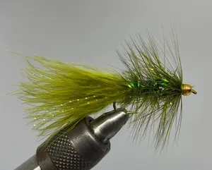 One Dozen (12) - Beadhead Crystal Bugger Olive Streamer- Strike Fly Company