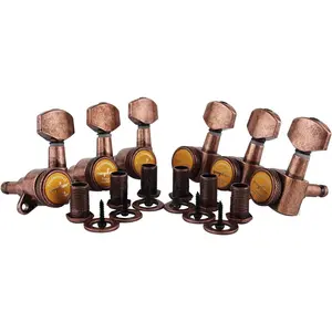 Guitar Locking Tuners (6 for Left) - 1:18 Lock String Tuning Key Pegs Machine  Replacement for ST TL SG LP Style Electric, Folk or Acoustic Guitars - Antique Bronze