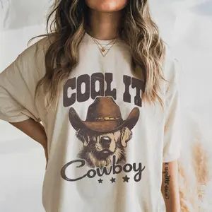 Comfort Colors Cool It Cowboy Tee, Western Golden Retriever Shirt, Cute Western Dog Shirt, 90s Country Style Vintage Cowboy Dog Lover Gifts								