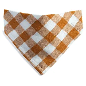 Cat Bandana - "The All Checked Out" - Acorn Brown Gingham Bandana for Cat + Small Dog / Plaid, Fall, Autumn  / Over-the-Collar Bandana