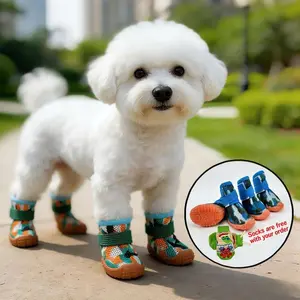 Dog Shoes Pack of Four, Breathable Mesh Outdoor Walking Shoes, Anti-Slip Durable Pet Shoes for Small Dogs, All-Season Dog Footwear, Paw Protector Booties