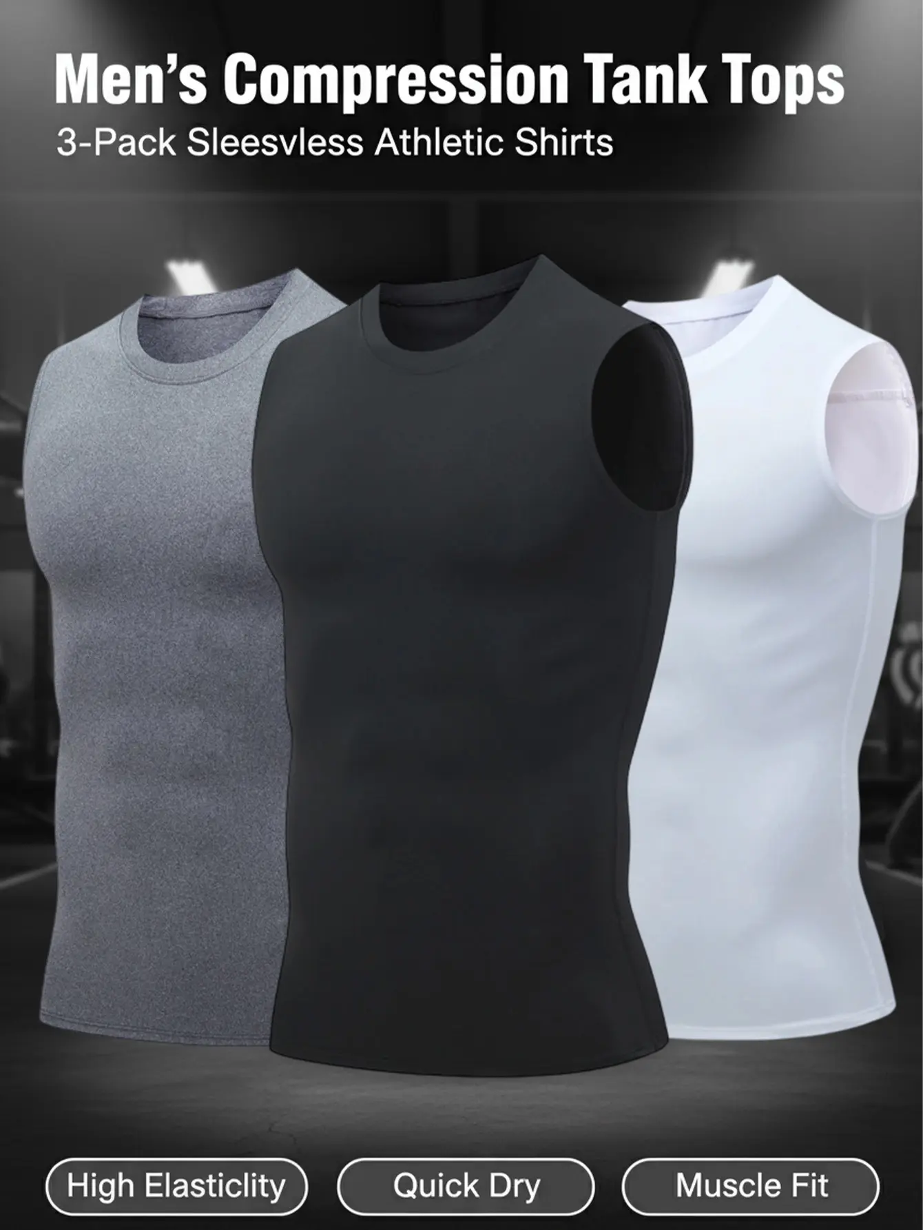 3-Pack Summer Men’s Home Tank Tops, Athletic Sleeveless Shirts, Quick Dry & Breathable, Moisture Wicking, Lightweight Stretch, Simple Solid Colors, Suitable for Layering, Casual Outings, Running, Team Sports, Cycling, and Other Sports Activities