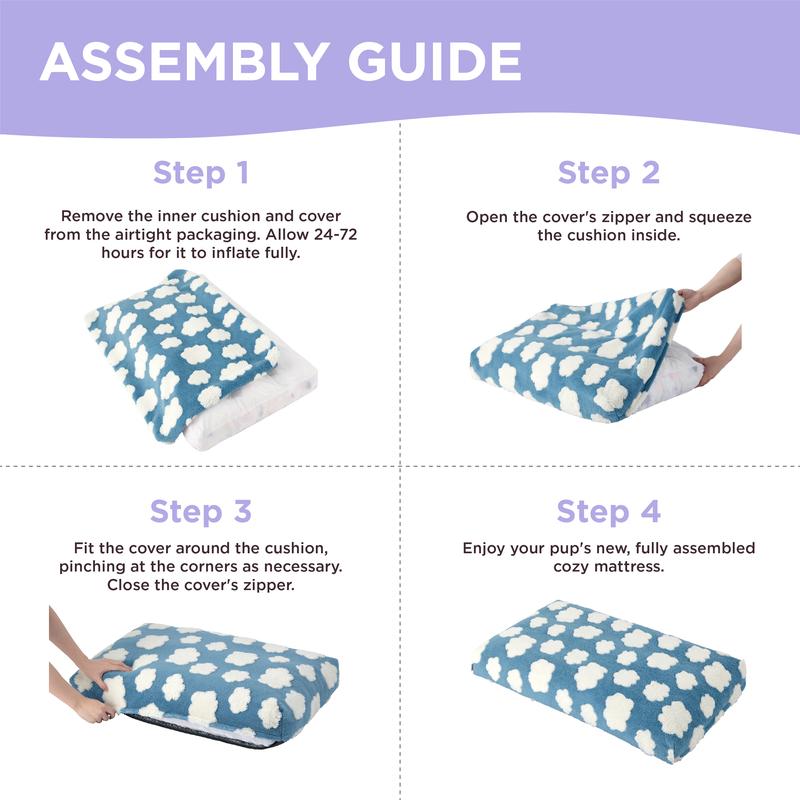 Lesure Thick Warm Washable Pet Mattress for Crate - Cozy Shredded Chopped Foam Pet Bed with Removable Cover, TikTokShopBlackFriday, Cute Modern Fuzzy Plush, Anti Slip Bottom Bedding Pad, Stylish Design for Indoor & Outdoor Use, Perfect for Winter Comfort