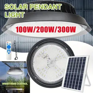 200W Solar Outdoor Pendant Light Shed Barn Garage Security Lamp + Remote