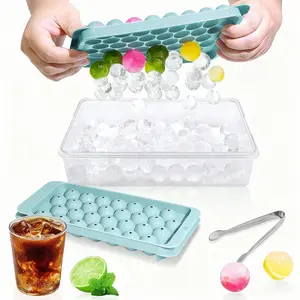 Arthink 1.2In X 3Pcs Blue Kitchen Ice Cube Mold Set Lid Round Ice Cube Tray Frozen, Food Grade Spherical Ice Mold Includes Ice Scoop and Clamp Thanksgiving tableware Value Pack TikTokShopBlackFriday Christmas Gift