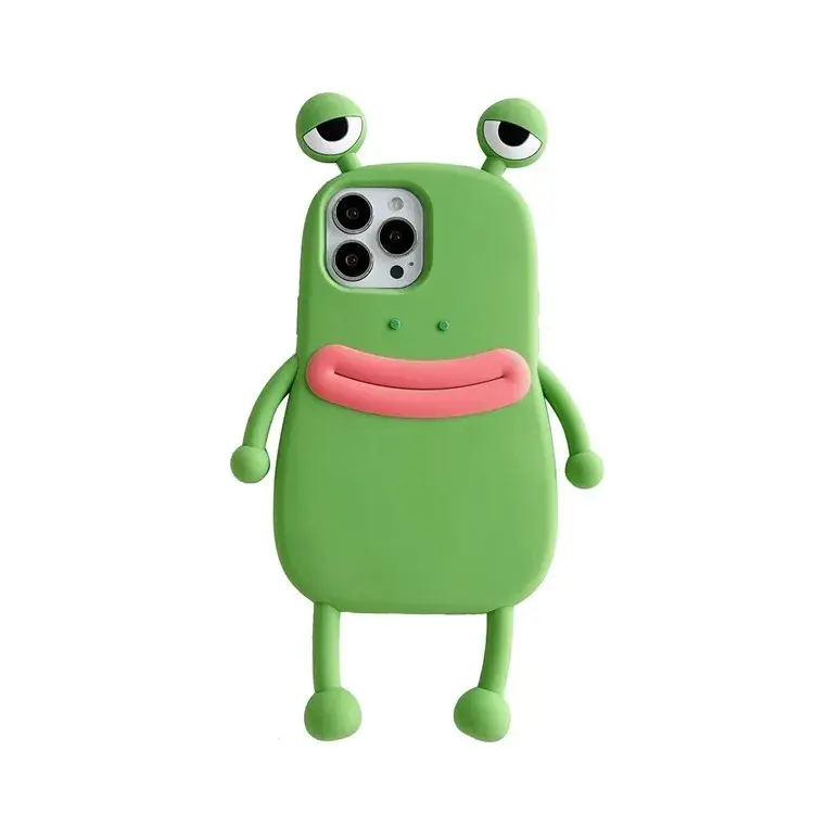 cartoon frog shaped silicone new design phone cases for girls/promotional gifts green/pink phone cases
