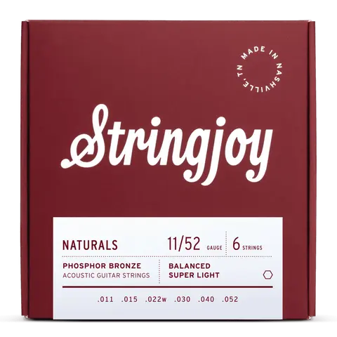 Stringjoy Acoustic Guitar Strings - 11/52 Extra Light Gauge (.011-.015-.022W-.030-.040-.052), Phosphor Bronze Alloy for Rich Tone & Acoustic Play, Bright Tone, High-Quality Durable Materials
