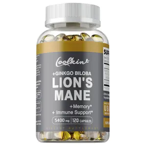 Coolkin - Organic Lion's Mane Mushroom, Ginkgo Biloba Supplement - Premium Ingredients, Gluten Free - 60/120 Vegetarian Capsules