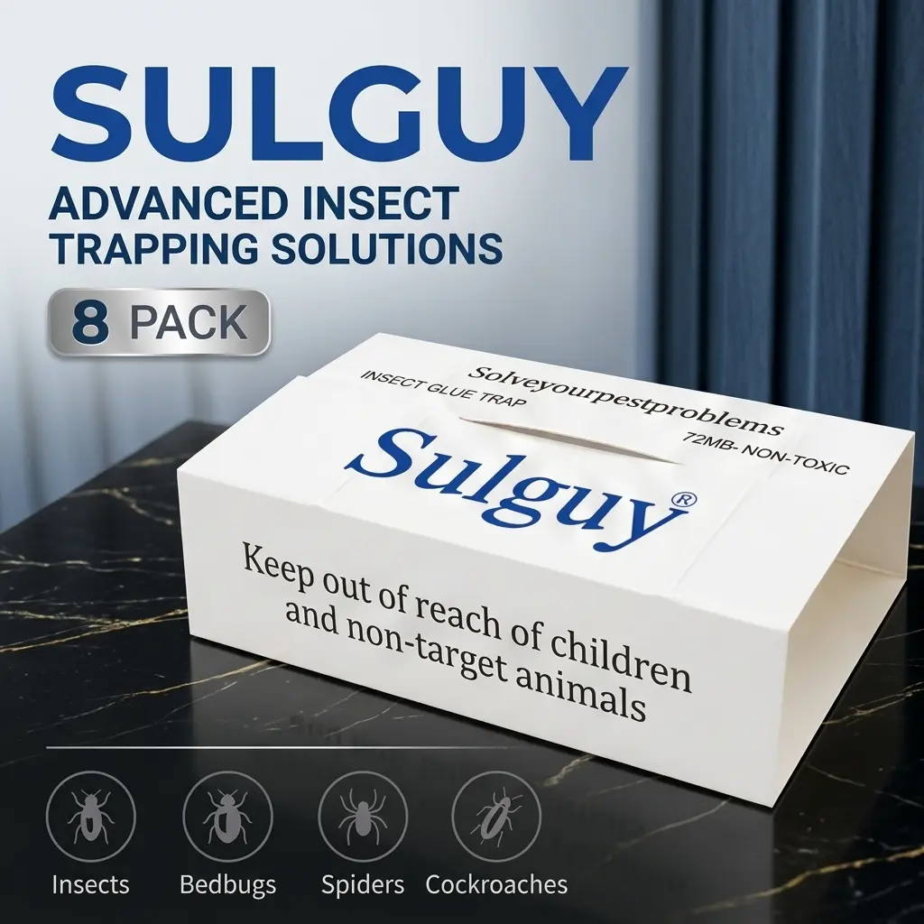 Sulguy Non-Toxic Roach & Ant Traps Indoor 8-Pack, Dual-Action Cockroach Traps with Bait, Non-Toxic Foldable Spider & Ant Sticky Glue Boards, Safe Pet Friendly Bug Catcher Pest Control Kit for Home Fly