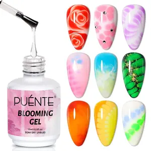 Puente 15ML Blooming Gel Polish Clear Spreading Effect Marble Natural Stone DIY Floral Watercolor Magic Manicure Gift for Women  Soak off UV LED Nail Art Design at Home Or Salon