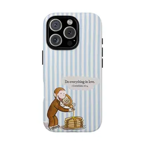 Cute Monkey Curious George Phone Case, Bible Verse Christian Pancake Design, Shockproof Protective Cover for iPhone