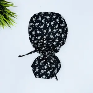 Butterflies Ponytail scrub cap for women with satin lined option by Paradise Caps.