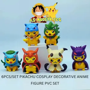 POKEMON PIKACHU COSPLAY FIGURES 3.5INCH VINYL DESK DECORATION (6PCS/SET) (BOX NOT INCLIUDED)