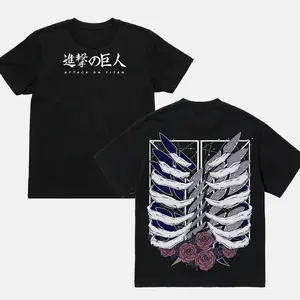 Ribcage Inspired - Attack On Titan Crew Neck Short SleeveAnime Graphic Double-Printed Cotton T-Shirt Unisex Breathable Streatwear Casual Tee
