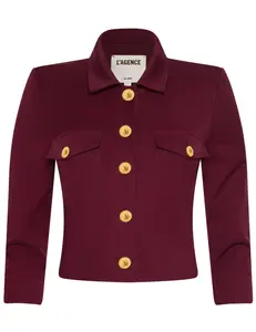 L'AGENCE Kumi Cropped Fitted Jacket in Black Cherry-SALE