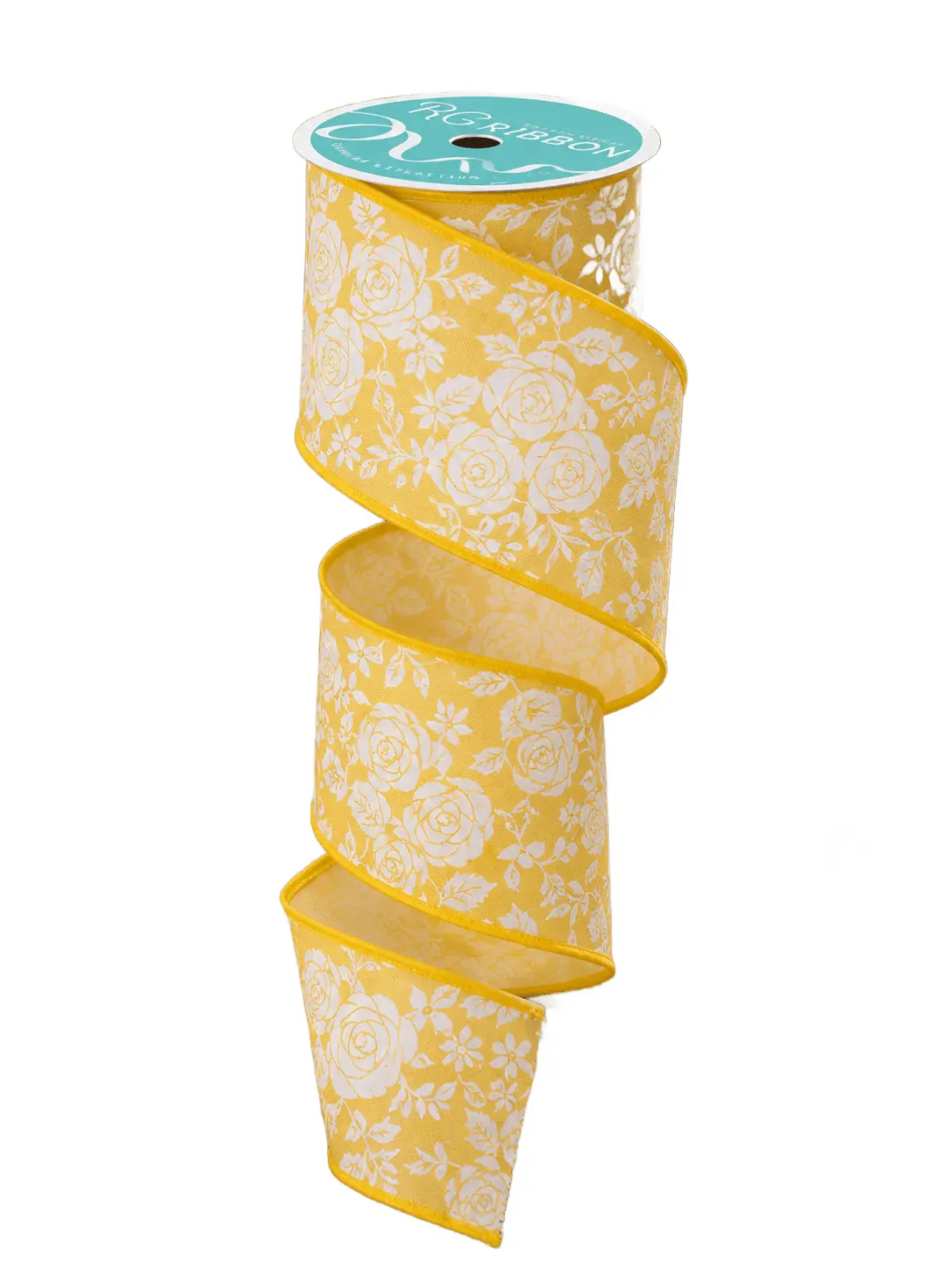 4" x 10yd Multi Roses Ribbon – Yellow/Silver