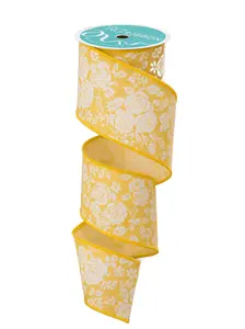 4" x 10yd Multi Roses Ribbon – Yellow/Silver