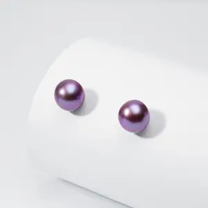LYE024-Z 12-13mm Purple Pearl earrings Fresh water pearls for birthday/anniversary/holiday /retirement/ graduation presents