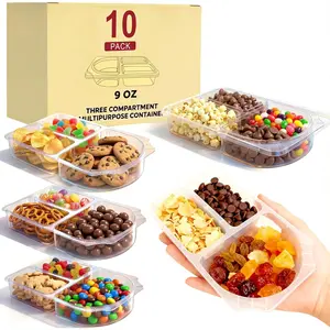 9 OZ  Snack Containers &  Snack Containers with  for ,Snack Pack Containers ,Small 3 Compartment Condiment Containers, for Snacks, Condiments, Meals Prep & -the-Go (10 Sets)