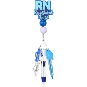 6 count RN Nurse Badge Accessories Nurse Pen Set for RN Students(Blue)