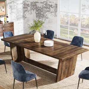 Tribesigns 70.87-Inch Dining Room Table, Wood Large Dining Table for 6-8 People, Rectangular Farmhouse Kitchen Table for Big Family