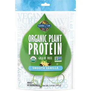 Garden of Life Organic Plant Based Protein Powder - Smooth Vanilla, Vegan, Grain Free and Gluten Free Shake for Women and Men - 10 Servings, 15g of Complete Protein, Probiotics & Enzymes, 0g Sugar