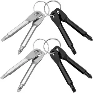 1 Pair of Silver Keychain Screwdrivers, High Hardness and Wear-Resistant, a Handy Helper for Emergency Screw Removal