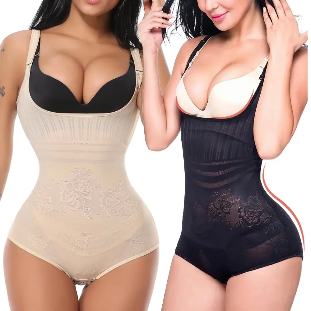 Tummy Control Shapewear Bodysuit for Women Open Bust Body Shaper Waist Trainer Bodysuit Body Briefe Ladies Firm Body Shaper Bodysuit Plus Size S-3XL