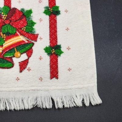 Cannon Terry Kitchen Towel Christmas Bells Ribbon Holiday Tea Dish Cloth 24" USA