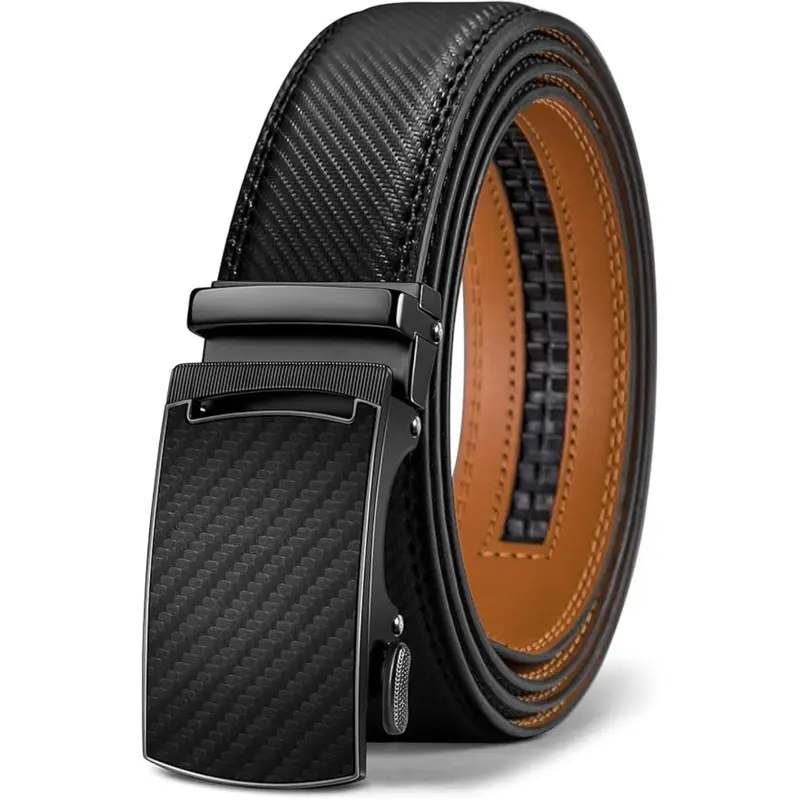 black for Belt Men, Sliding Ratchet Belt Genuine Leather For Gift Mens Dress Pants Oxfords,Size Adjustable