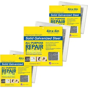 (R) 4 in. x 4 in. Self-Adhesive Surface Repair Patch, -Purpose Galvanized Metal for Interior and Exterior Repairs, Ideal for Drywall, Plaster, , Brick, Stucco, and  (3-Pack)