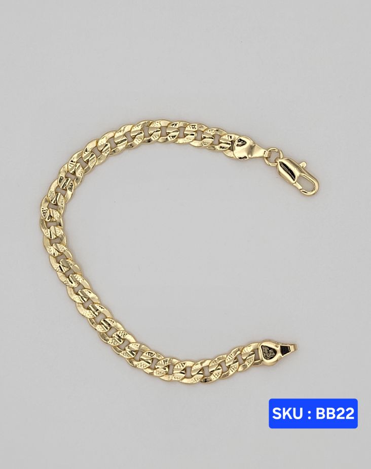 Bracelet Cuban Link Style Laminated-Gold 6 Inches 6 Millimeters for Babies & Small Kids Size Jewelry Accessory