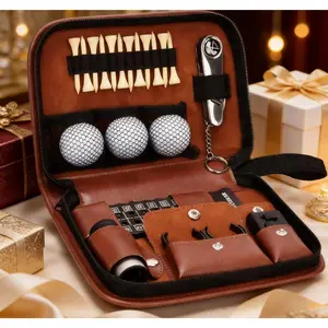 Best Golf Accessories Set for Men Women Hi End Storage Case Includes Balls Rangefinder Tees Brush Divot Tool Scorer Clamp