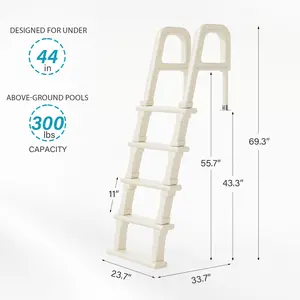【Summervibes】Heavy Duty In Pool Ladder, Swimming Pool Step Pool Stairs for Above-ground Pools, pool ladder above ground，Adjustable from 47in to 54in, White