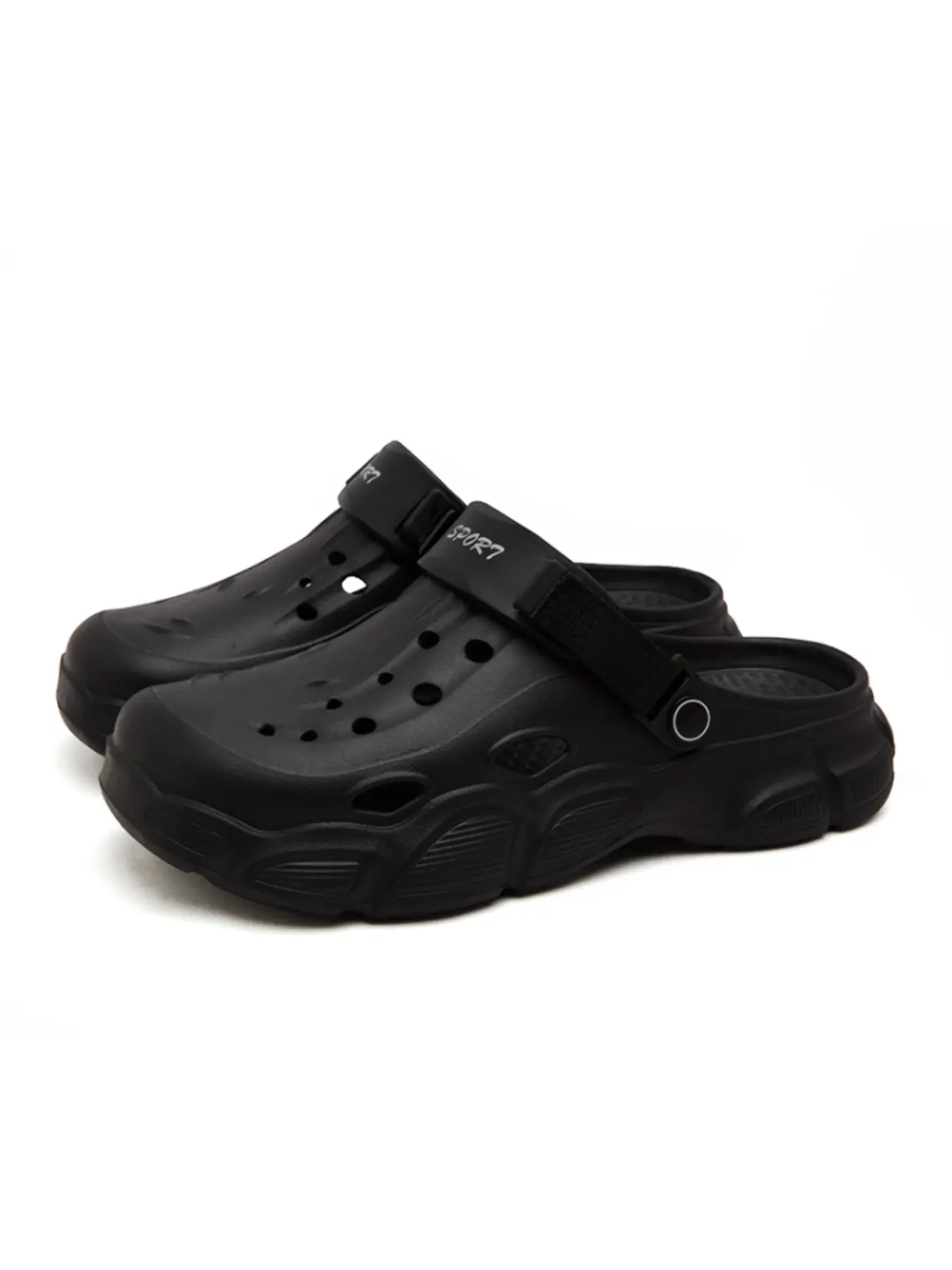 Large Size Loose Men's Holey Shoes, Comfortable Wide Foot Outdoor Sandals, Casual Eva Material, All Seasons, Random Print Pattern, Thick Sole Soft Non Slip Design Slippers, Outdoor Fun Slippers, Outdoors Slippers