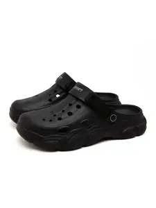 Large Size Loose Men's Holey Shoes, Comfortable Wide Foot Outdoor Sandals, Casual Eva Material, All Seasons, Random Print Pattern, Thick Sole Soft Non Slip Slippers