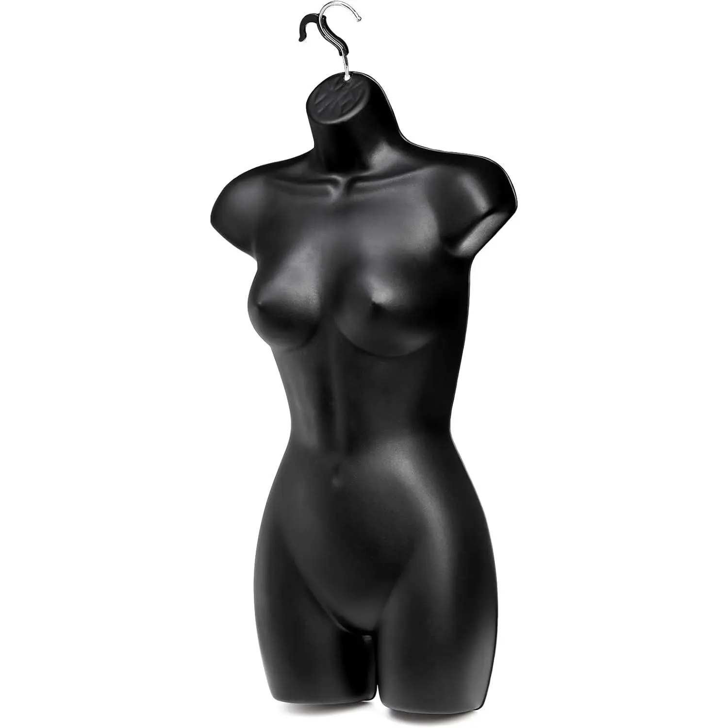 2-Pack Black Female Mannequin Torso Dress Form - 31"x16"x7" Shatterproof Plastic Frosted Finish, Hip-Long Hollow Back, Double Swivel, Easy to Clean, with Hanging Hook for Sizes 5-10 Top/Bottom Merchandise Display, Design Purposes