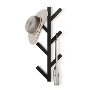 RRG Vertical Coat Rack Wall Mounted 16 Inch, Metal Modern Wall Coat Tree for Hats, Jackets, Bags, Entryway Bedroom (Height 16")