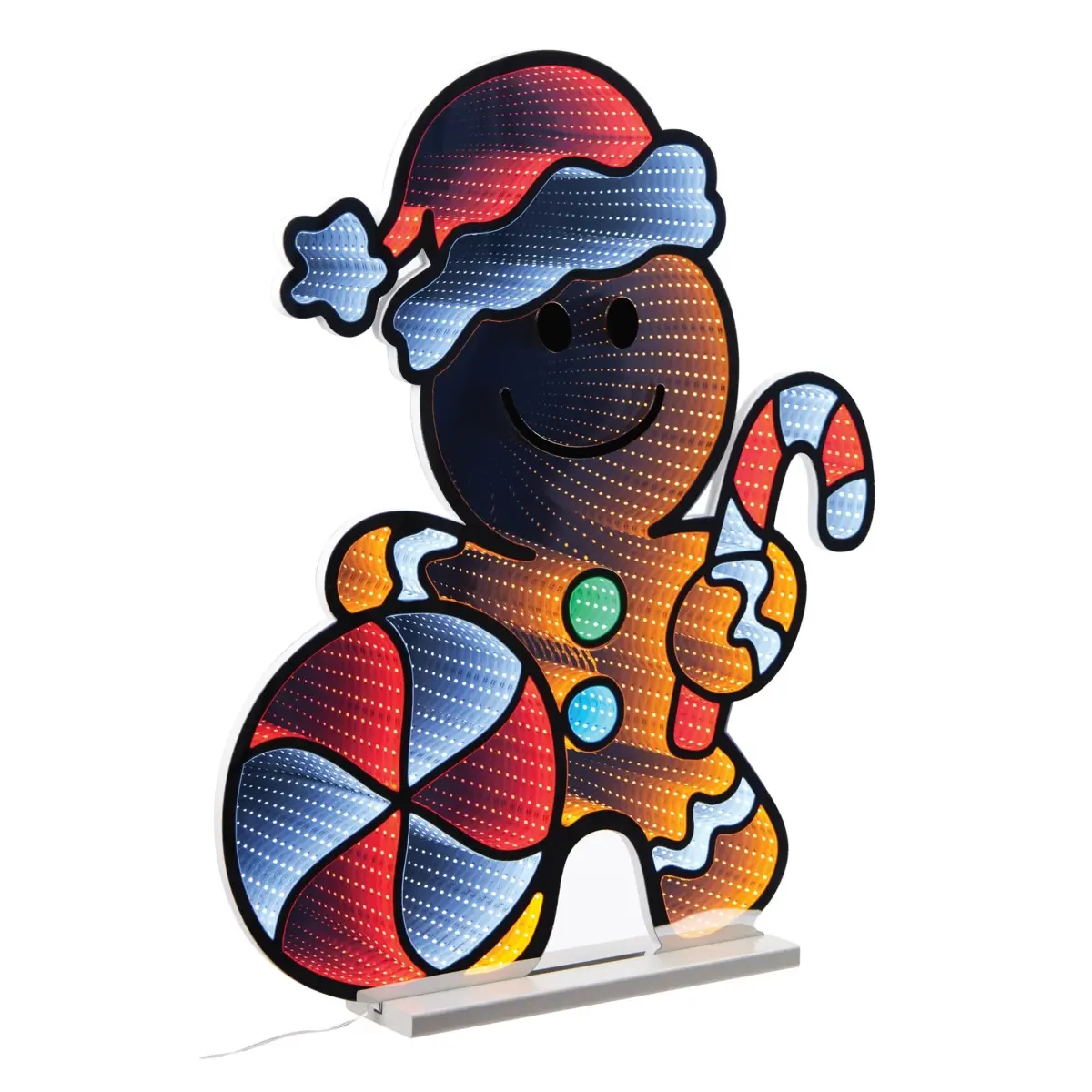 Melrose 95947DS Traditional Whimsical Lighted Festive Gingerbread Man Ekkolight with Infinity Light Effect, 29.5 in, Brown & White Acrylic Decor, Brightly Colored Peppermint & Frosting Accent, 5.82 lbs, UL Plug AC Power Home Festive Decoration