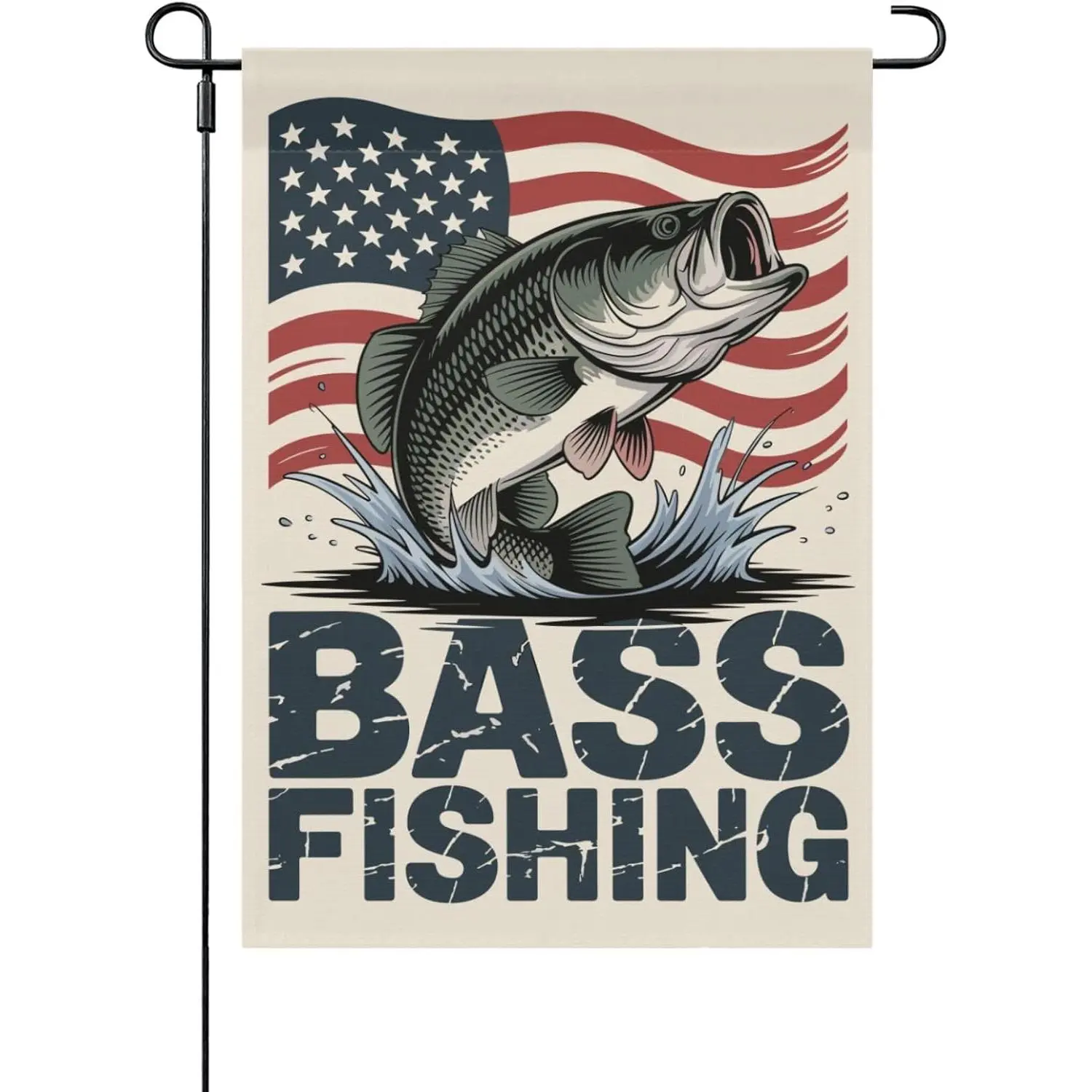 Bass Fishing American Flag Garden Flags Humorous Banners For Camping