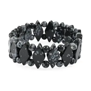 Princess Snowflake Obsidian 133.65 ctw Stretch Bracelet 6-7In Christmas Gifts