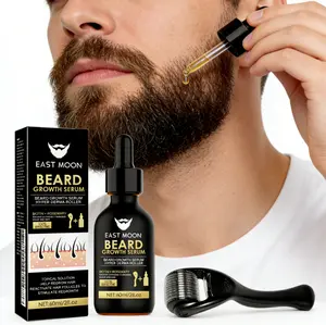 Beard Growth Kit - Essence And Roller Combo Set, Designed To Make Facial Hair Thicker. A Must-Have For Men's Daily Care. Easy To Use And The Perfect Gift For Him.