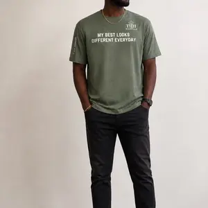 UNISEX "My Best Looks Different Everyday" T-Shirt - Olive Green, Short Sleeve, Crew Neck, Casual Style