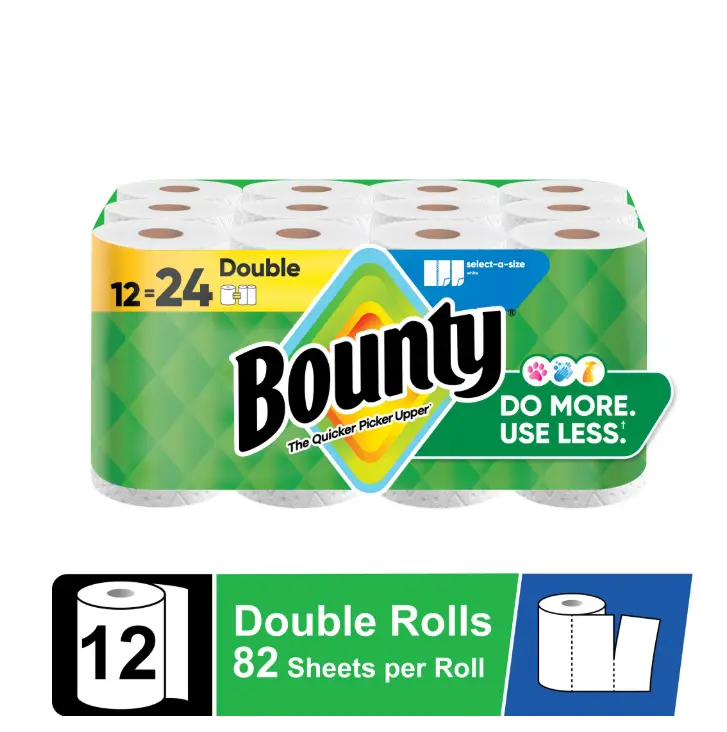 Kitchen White Select-A-Size Paper Towels, 12 Double Rolls, 82 Sheets per Roll