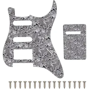 Multicolor 3 Ply 11 Holes SSH Guitar Pickguard Anti-Scratch Plate For ST FD Electric Guitar(Black White Zebra)
