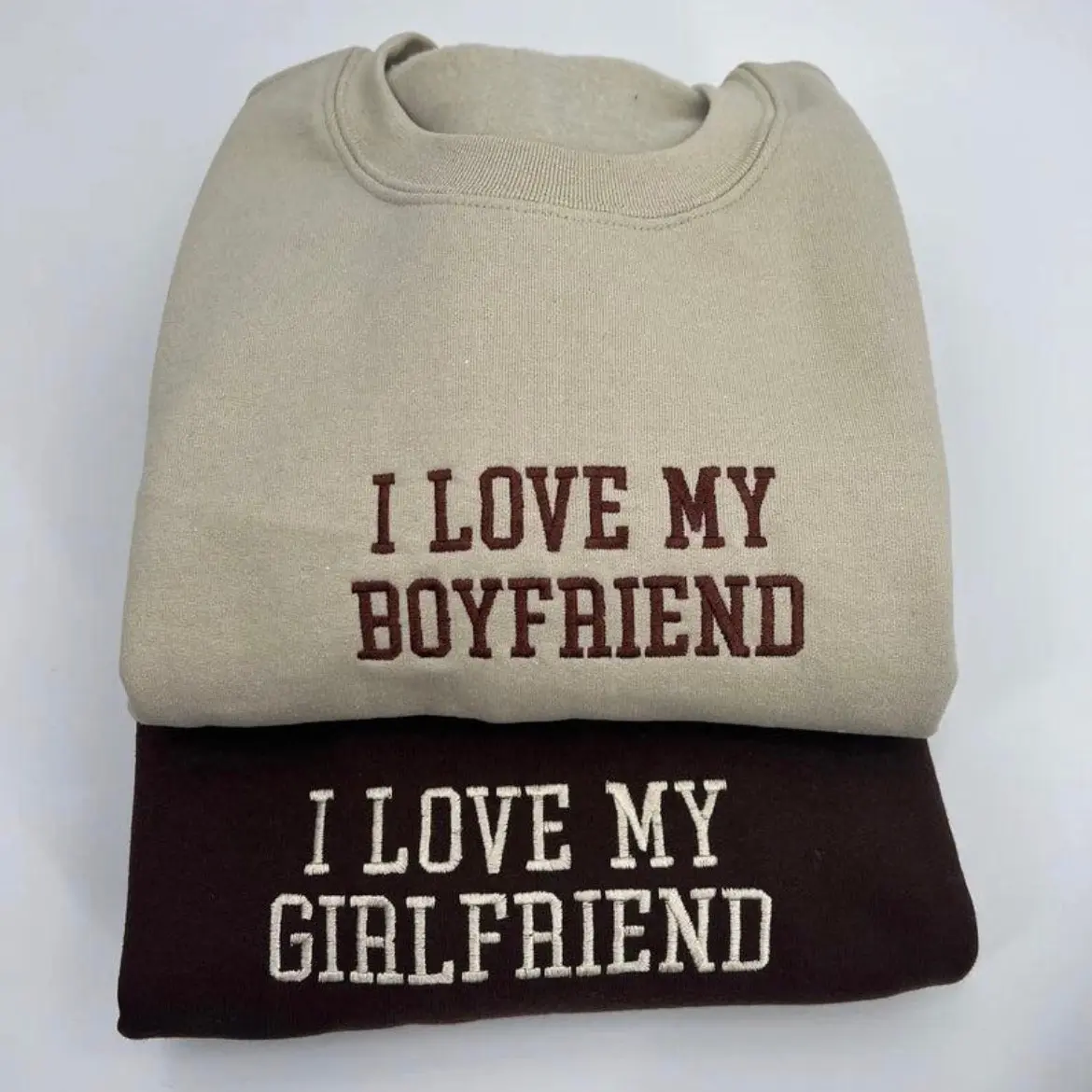 Embroidered 'I Love My Boyfriend or Girlfriend' Sweatshirt, Classic fit, Unisex, Adult