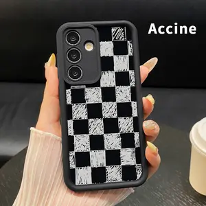Sketchy Checker Pattern Phone Case Compatible with Samsung Galaxy S23 Ultra S24 Plus S25 S22+ Plus Shockproof Full Camera Protection Durable slim Silicone Cover