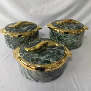 Mirarabel Luxury Marble Green Food Warmer (Set of 3)