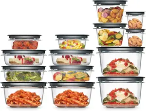 28-Piece Clear/Grey Food Storage Containers, Premium Snap Bases, and Various Size Lids, Perfect for Meal Prep, Leftovers, and Dishwasher Safe