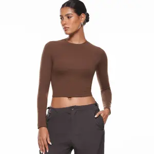 INLYRIC Women's Inbarely Soft Long Sleeve Tops Crew Neck Slim Fit Double Lined Basic Casual Going Out Y2K Tees Shirts